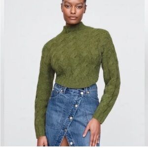 Cult Gaia x The GAP Moss Green Cable Knit Sweater Size Large